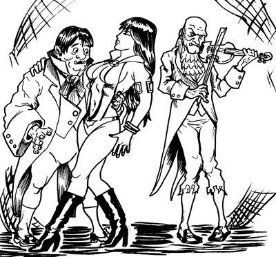 355 – Uncle Creepy playing the violin as Cousin Eerie dances with Vampirella